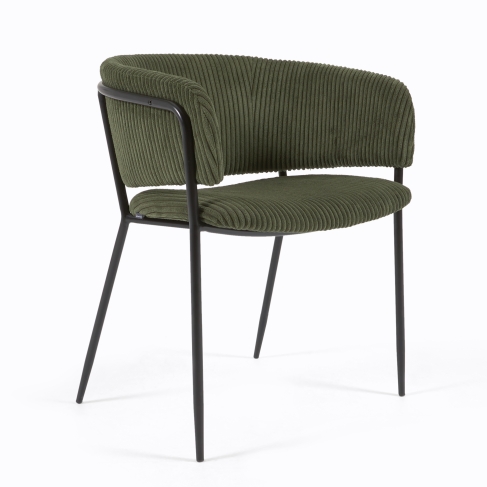 La Forma - Runnie corduroy chair green